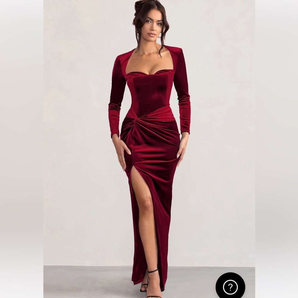 Burgundy Formal dress.